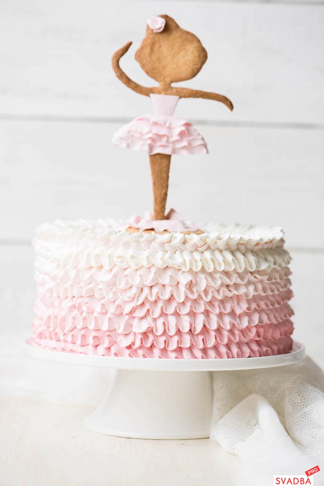        .  Cream wedding cake with figurine, Cream wedding cake with Ombre ruffle